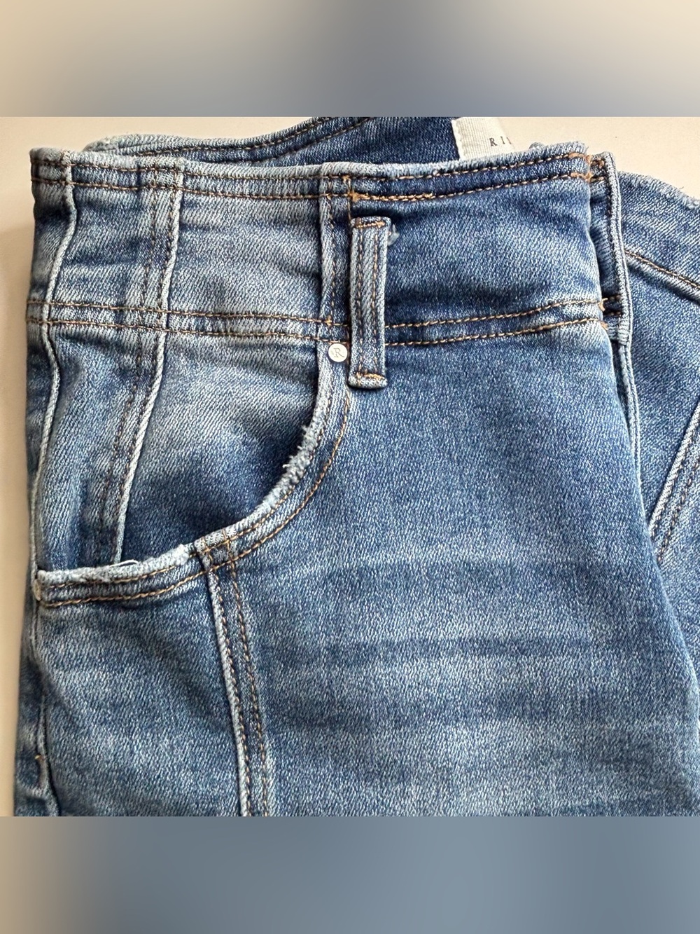 Risen High Rise Cropped Wide Leg Flare Jeans Medium Wash Size 9/29 - Picture 14 of 15